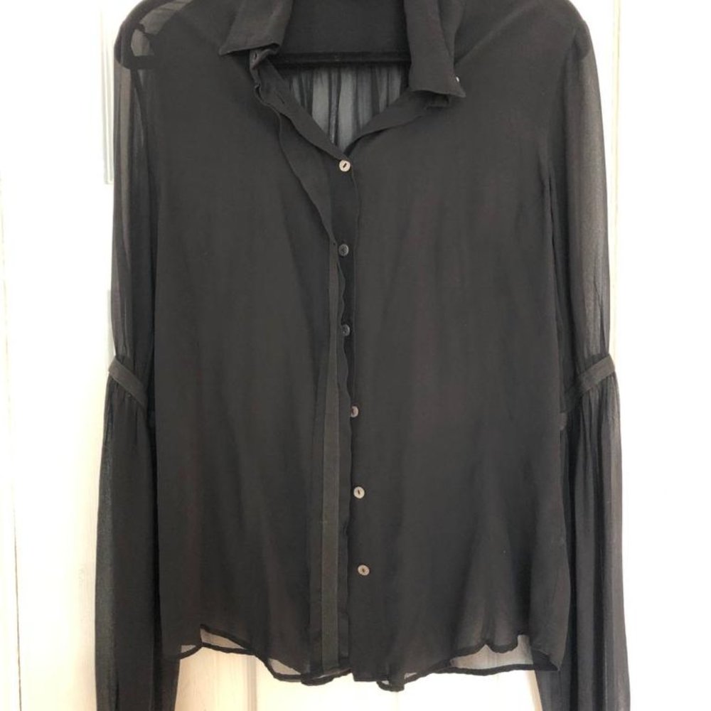 Patrizia PePe Women Size 44 (US L) Black Silk Button down